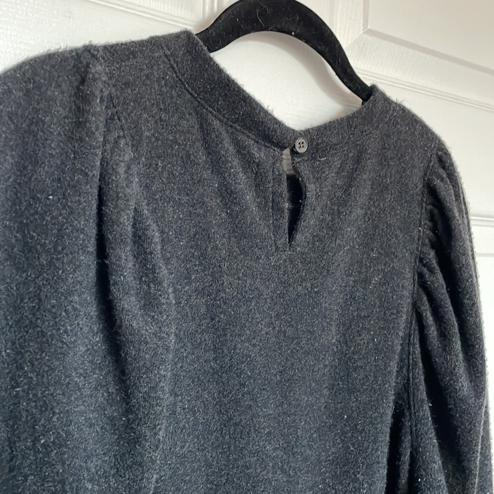 Madewell Sweater Brushed Small Pullover Charcoal Gray Puffy Long Cuffs - Picture 11 of 12
